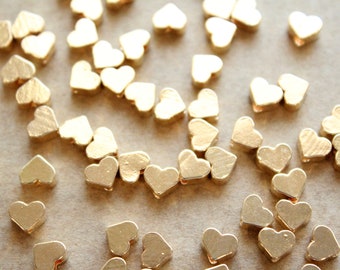 16 pc. Gold Plated Brass Heart Beads, 7mm by 6mm | FI-481