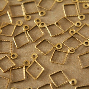 16 pc. Small Raw Brass Diamond Outline Charms: 11mm by 8mm made in USA RB-085 image 1