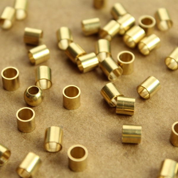 100 pc. Short Raw Brass Tube Beads, 5mm long by 5mm wide | FI-503