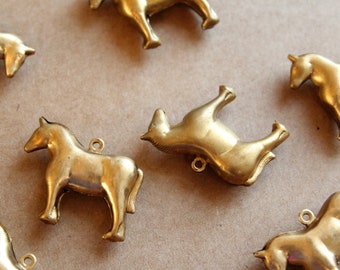 2 pc. Raw Brass 3D Horse Charms: 27mm by 22mm - made in USA | RB-1162