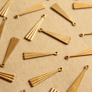 8 pc. Raw Brass Lined Geometric Drops: 23mm by 5.5mm made in USA RB-1134 image 2