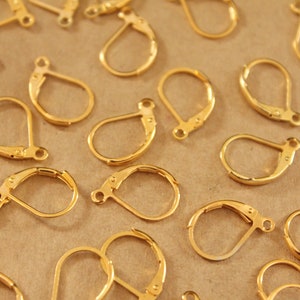 50 pc. Gold Leverback Earwires 10mm by 15mm | FI-427