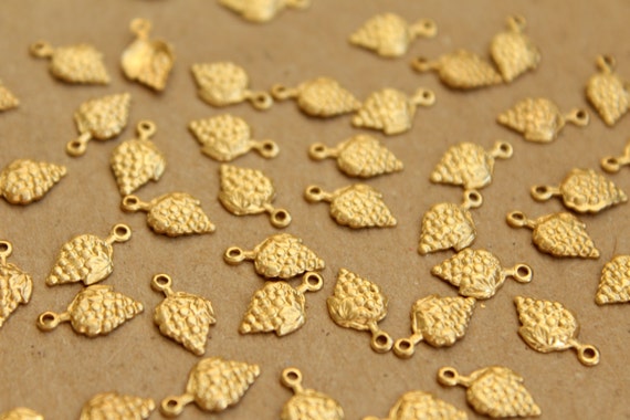 12 pc. Tiny Raw Brass Grape Bunch Charms: 10.5mm by 6mm - made in USA | RB-685
