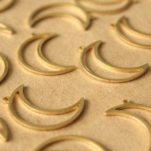 10 pc. Raw Brass Open Moon Charms, 26mm by 17mm MIS-445 image 2