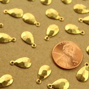 12 pc. Raw Brass Hammered Teardrops: 13mm by 7mm made in USA RB-1366 image 4