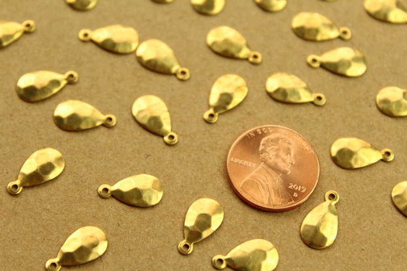 12 pc. Raw Brass Hammered Teardrops: 13mm by 7mm made in USA RB-1366 image 4