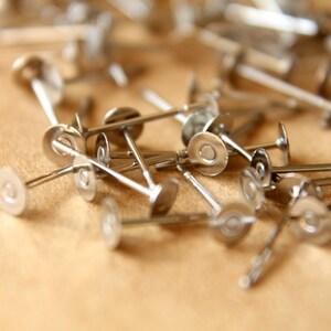 100 pc. Stainless Steel Earring Posts, 4mm pad Also available in 500 and 1000 piece FI-129 image 2