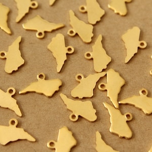 6 pc. Gold Plated Brass North Carolina State Charms / Blanks: 13mm by 8mm - made in USA | GLD-213