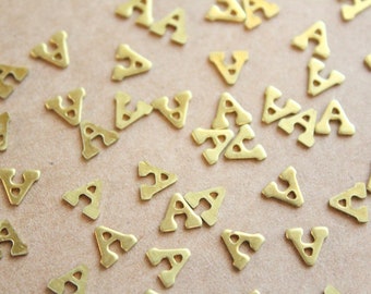 8 pc. Tiny Raw Brass Letter A Stampings - 6mm by 6mm - made in USA | RB-1169