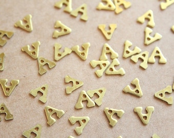 6 pc. Tiny Raw Brass Letter A Stampings - 6mm by 6mm - made in USA | RB-1169