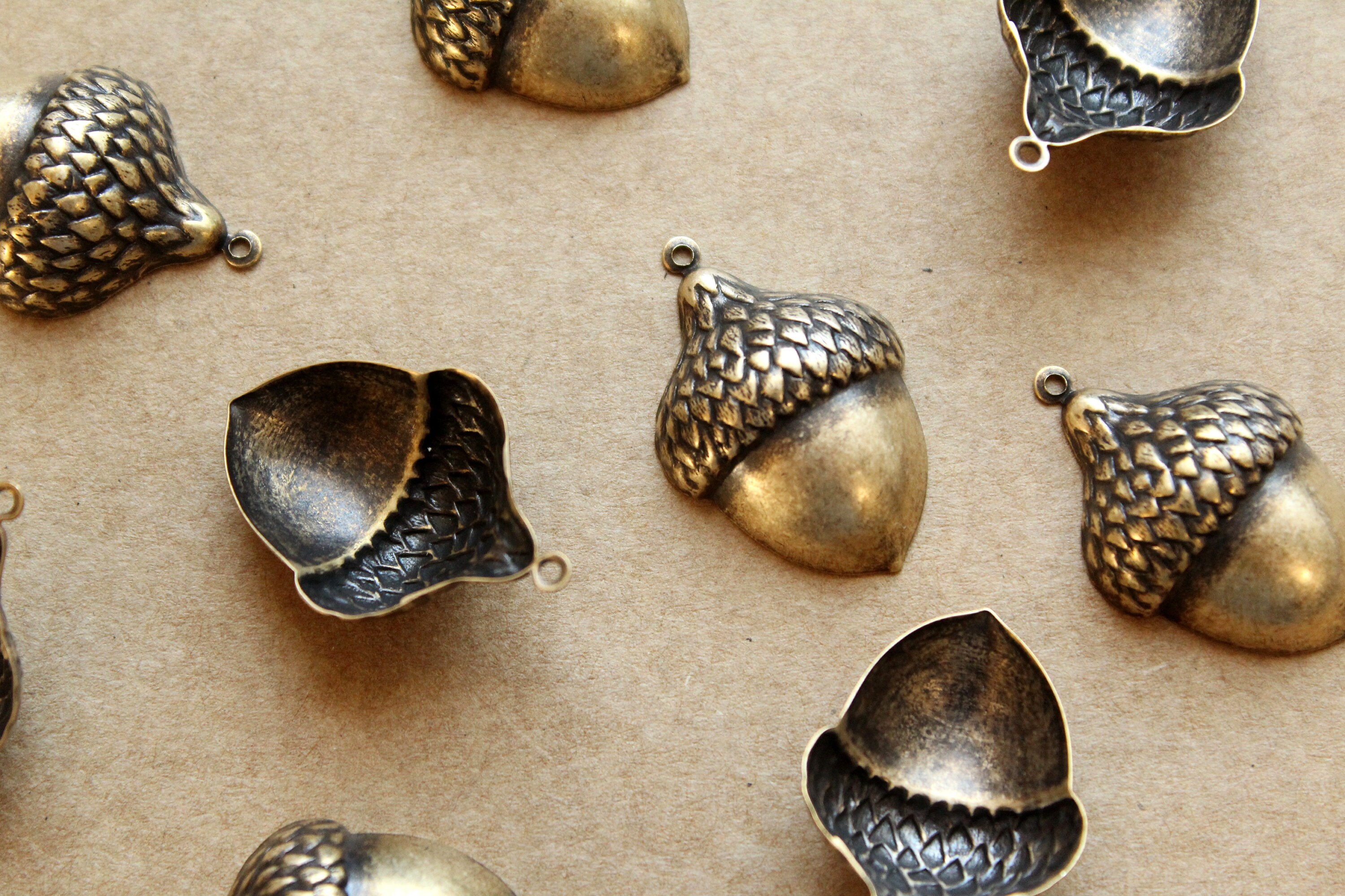 3 Pc. Antique Brass Plated Brass Acorns Jumbo Size 33mm by Etsy Australia