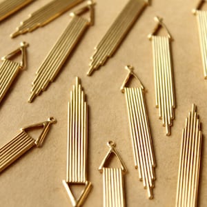 8 pc. Raw Brass Geometric Dangle Charms : 51mm by 8.5mm made in USA Also available in 40 piece RB-736 image 1