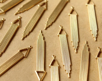 8 pc. Raw Brass Geometric Dangle Charms : 51mm by 8.5mm - made in USA * Also available in 40 piece * | RB-736