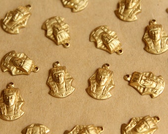 8 pc. Raw Brass King Tut / Pharoah Charms: 16mm by 11mm - made in USA | RB-813