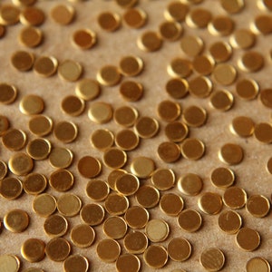 40 pc. Tiny Raw Brass Circles: 3mm diameter - made in USA * Also available in 120 piece * | RB-053