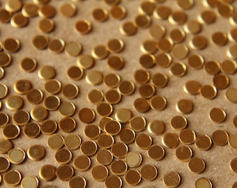 40 pc. Tiny Raw Brass Circles: 3mm diameter - made in USA * Also available in 120 piece * | RB-053