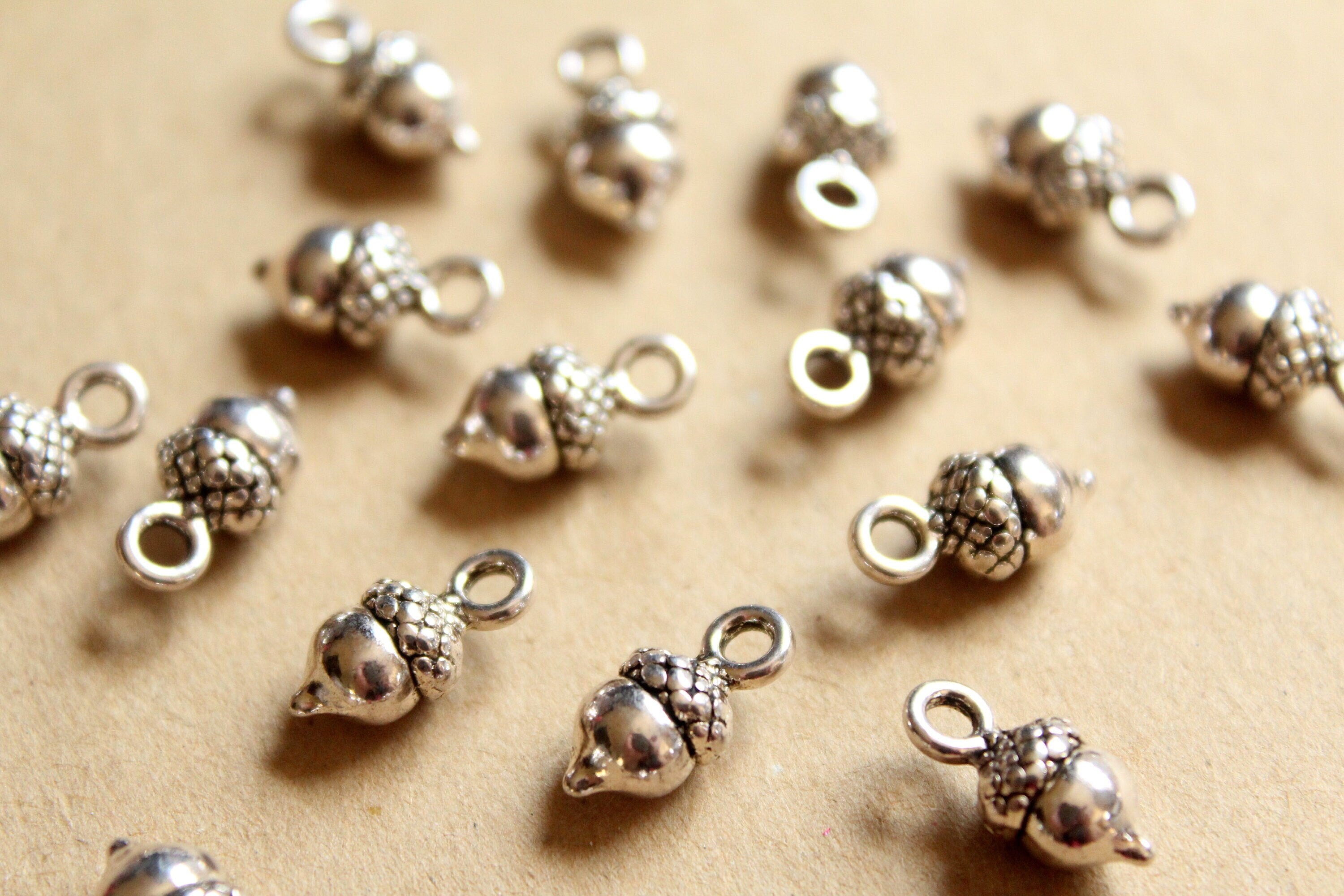 25 Pc. Small Tibetan Style Antique Silver Plated Acorn