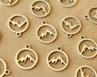 4 pc. Stainless Steel Mountain Charms, 14mm x 12mm, Laser Cut Charms, 201 Stainless Steel | MIS-473