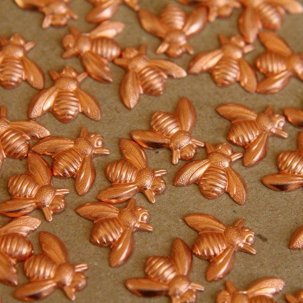 10 pc. Medium Raw Copper Bees: 12mm by 10.5mm - made in USA | RB-269