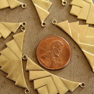 2 pc. Raw Brass Layered Geometric Charms: 37mm by 16mm made in USA RB-118 image 4