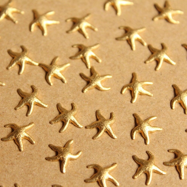 20 pc. Tiny Raw Brass Starfish: 10mm by 9.5mm - made in USA | RB-890