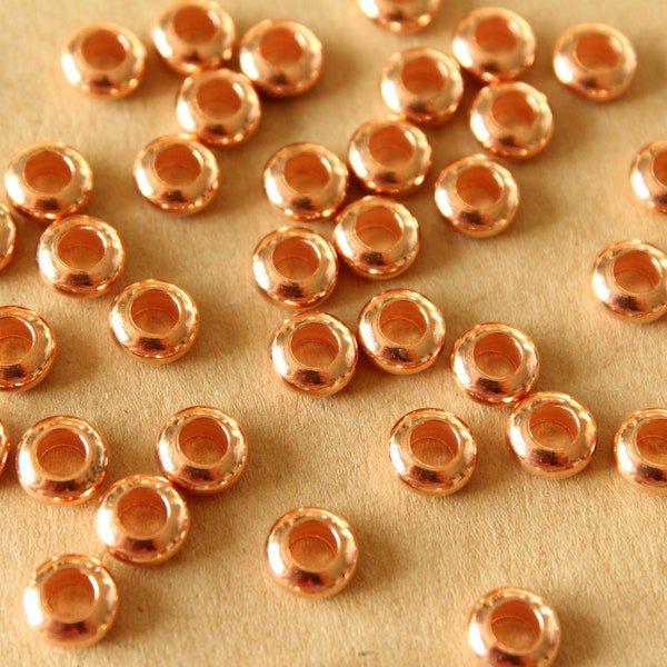 50 pc. Rose Gold Plated Brass Rondelle Spacer Beads, 7mm by 2.5mm | FI-679