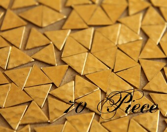 70 pc. Small Raw Brass Hammered Triangles: 8mm by 8mm - made in USA | RB-007-5