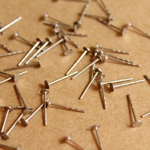 100 pc. Stainless Steel Earring Posts, 3mm pad | FI-259