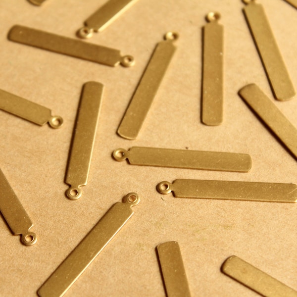 10 pc. Raw Brass Narrow Bars with Loop: 30mm by 4.5mm - made in USA | RB-796