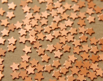 24 pc. Tiny Raw Copper Stars: 5mm by 5mm - made in USA | RB-567