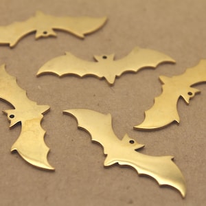 2 pc. Gold Plated Bat Charms, Laser Cut Stainless Steel, 37mm x 13mm | MIS-530