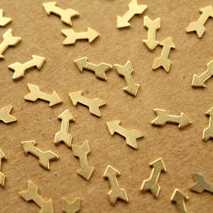 20 pc. Tiny Gold Plated Brass Arrows: 8mm by 3.9mm - made in USA | GLD-076