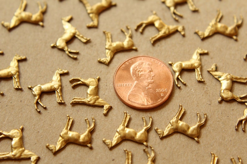2 pc. Raw Brass Tiny Standing Horse Stampings: 14mm by 13mm made in USA RB-581 image 4