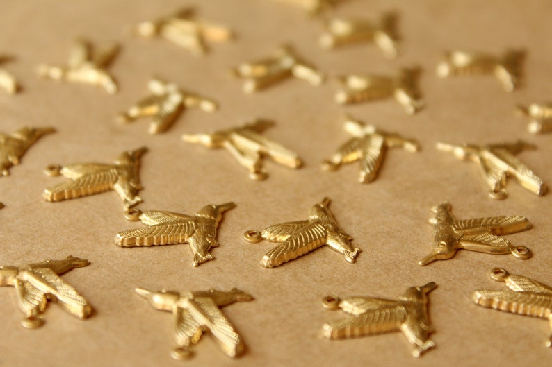 14 pc. Raw Brass Hummingbird Charms: 19mm by 16mm made in USA RB-746 image 3