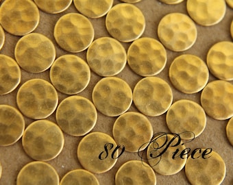 80 pc. Raw Brass Hammered Circle: 7mm - made in USA | RB-009-5