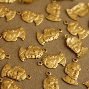 12 pc. Raw Brass Abe Lincoln Charms: 15mm by 9mm made in USA RB-173 image 3