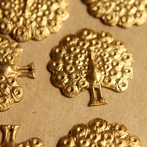 1 pc. Raw Brass Peacock Stampings: 25mm by 25mm - made in USA | RB-501