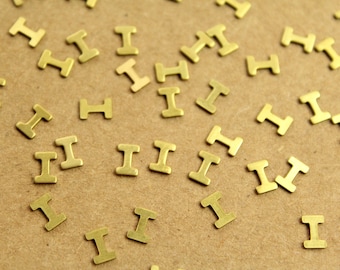 6 pc. Tiny Raw Brass Letter I Stampings - 5.5mm by 4mm - made in USA | RB-1235