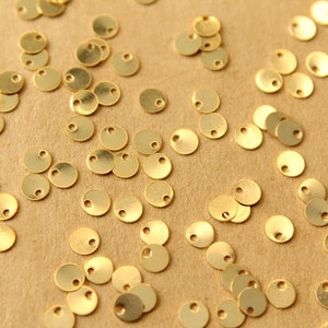 20 pc. 24K Gold Plated Brass Tiny Circle Charms, 4mm diameter FI-667 image 1