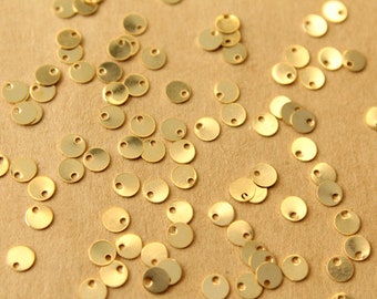 20 pc. 24K Gold Plated Brass Tiny Circle Charms, 4mm diameter | FI-667