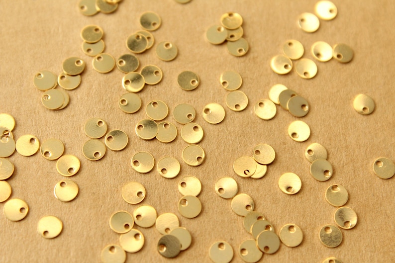 20 pc. 24K Gold Plated Brass Tiny Circle Charms, 4mm diameter FI-667 image 1