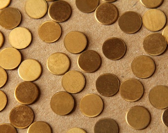 32 pc. Tiny Raw Brass Circles: 7.5mm diameter - made in USA * Also available in 96 piece * | RB-005