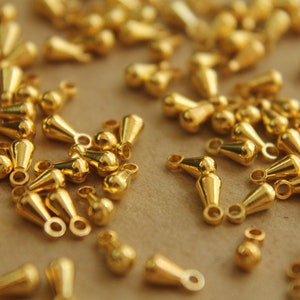 100 pc. Gold Plated Drop End Pieces FI-099 image 2