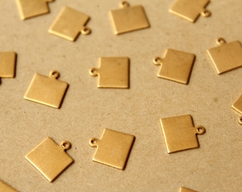8 pc. Raw Brass Wyoming State Charms / Blanks: 10mm by 11mm - made in USA | RB-1047