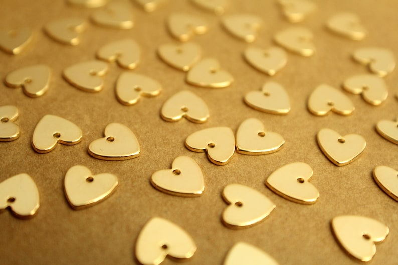 10 pc. Gold Plated Heart Charms, 8mm by 8mm FI-583 image 2