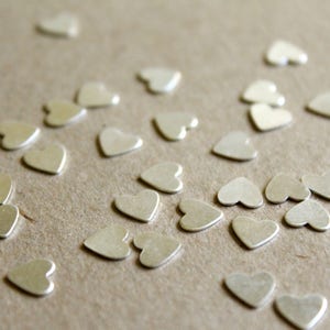 30 pc. Tiny Silver Plated Brass Heart: 7mm by 7mm made in USA SI-022 image 2