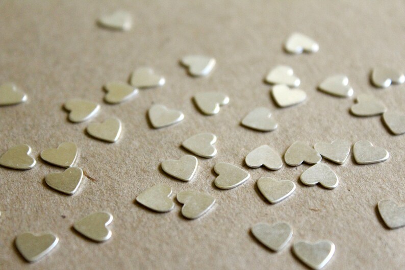 30 pc. Tiny Silver Plated Brass Heart: 7mm by 7mm made in USA SI-022 image 2