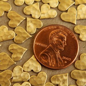 16 pc. Raw Brass Hammered Heart: 8mm by 8mm made in USA Also available in 80 piece RB-008 image 3