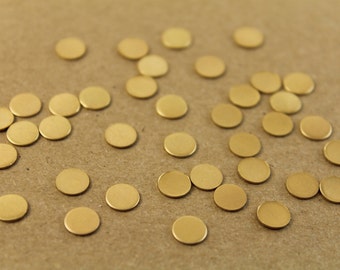 40 pc. Small Raw Brass Circles: 6mm diameter - made in USA * Also available in 120 piece * | RB-004