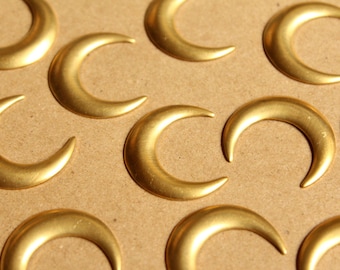 8 pc. Raw Brass Rounded Moons: 23mm by 27mm - made in USA | RB-894